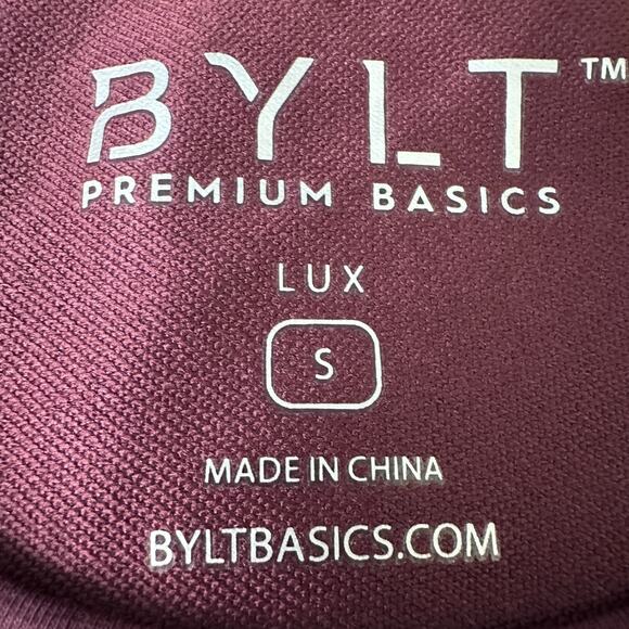 BYLT Drop-Cut Lux T-Shirt Mens Small Maroon Cotton Stretch Short Sleeve New - Picture 6 of 10